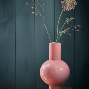 PIP STUDIO Jarrón de metal de 24x40 cm rosa: moderno y elegante