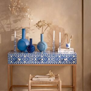PIP STUDIO Jarrón de metal grande de 24,5x42cm azul: elegancia sofisticada